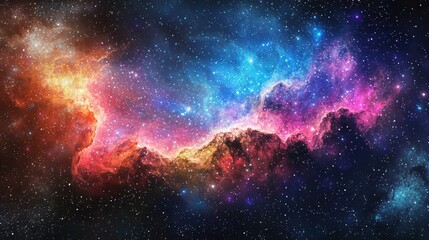 Obraz premium Colorful abstract night sky with nebula and stars vector design