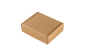 Closed cardboard box is isolated.