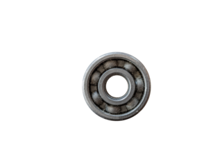 Old bearing is isolated, close up.