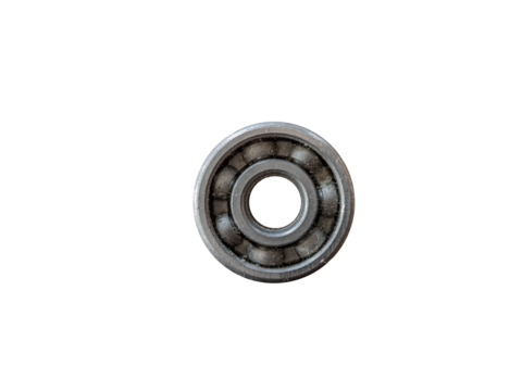 Old bearing is isolated, close up.