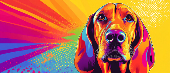 Cool Action Vector of a Plott Hound Dog in Close-Up Showcasing Its Unique Features and Energetic Spirit Perfect for Animal Lovers and Dog Enthusiasts Seeking Dynamic Imagery