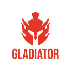 fire gladiator flat minimalist logo design
