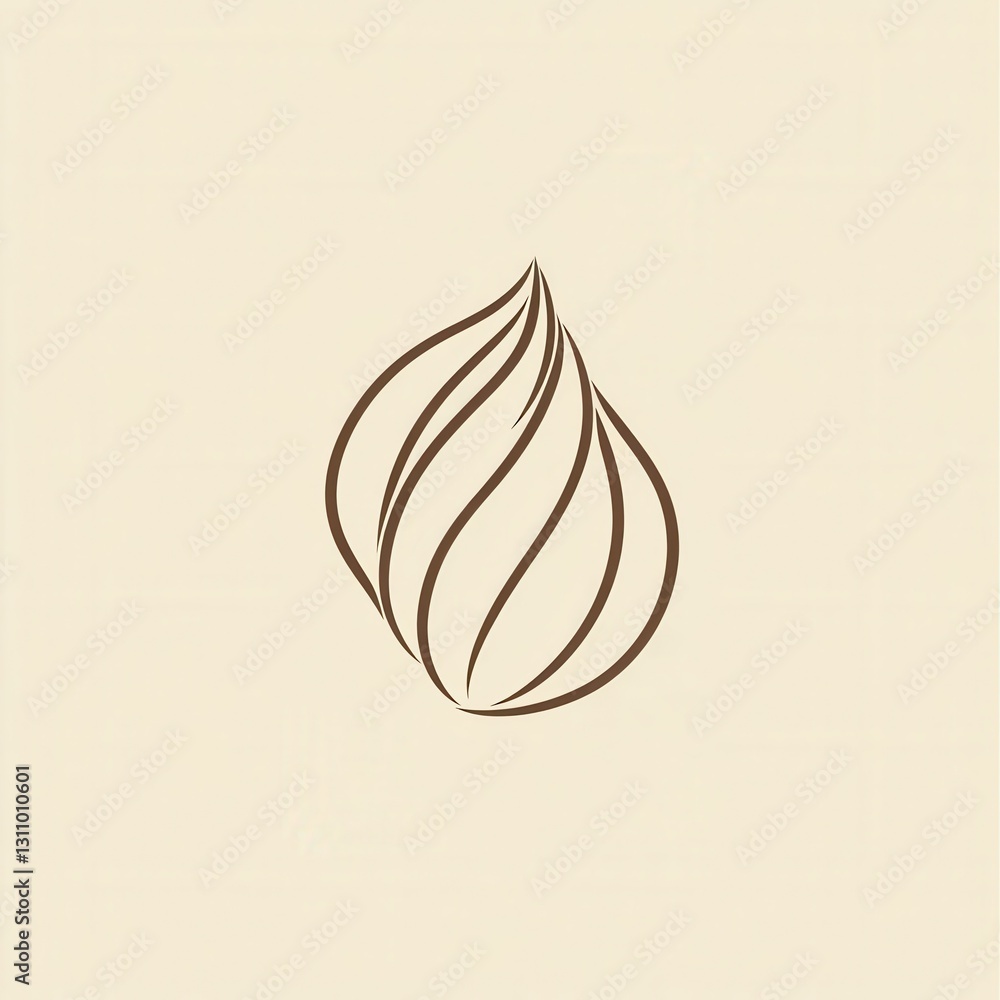 Aufkleber minimalist design featuring an abstract line art representation of an almond and walnut, showcasing 