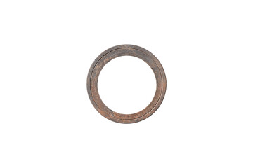 The rusty metal ring is isolated.