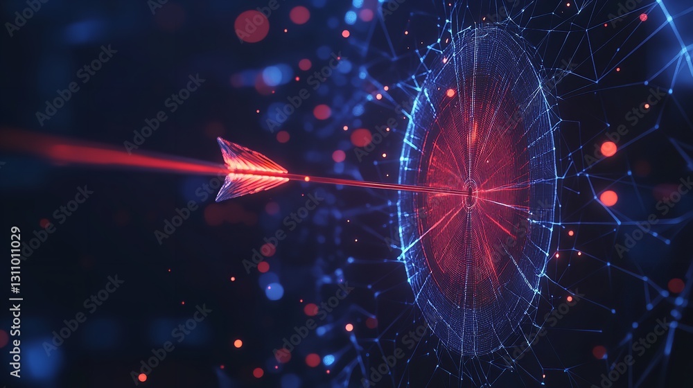 Poster abstract mesh line and point bullseye or target - low poly goal