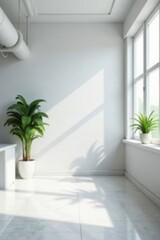 Clean, minimalist white office space, blurred background , corporate, modern office, property