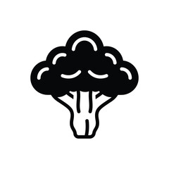 Black solid icon for broccoli