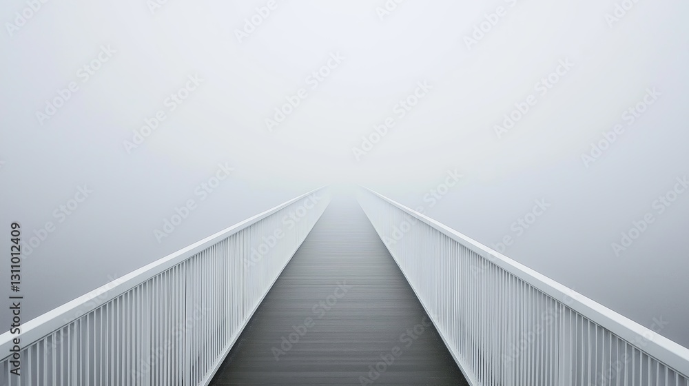 Aufkleber A white bridge extending into an endless mist