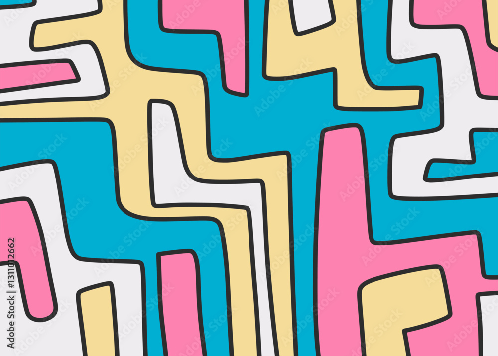 Poster minimalist background with seamless colorful maze line pattern
