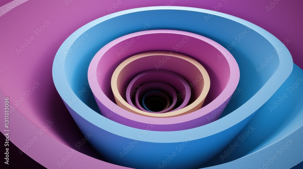 Poster abstract colorful spiral design in round layers and gradients
