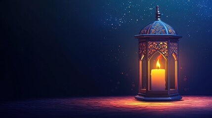 A Lit Candle Inside A Decorative Lantern At Night