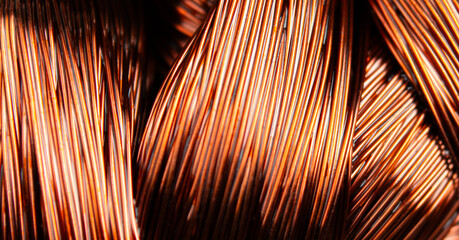 Macro shot a winding of an electric motor. Copper motor windings close up
