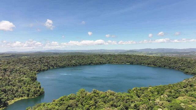 Aerial footage of Lake Barrine Queensland Australia