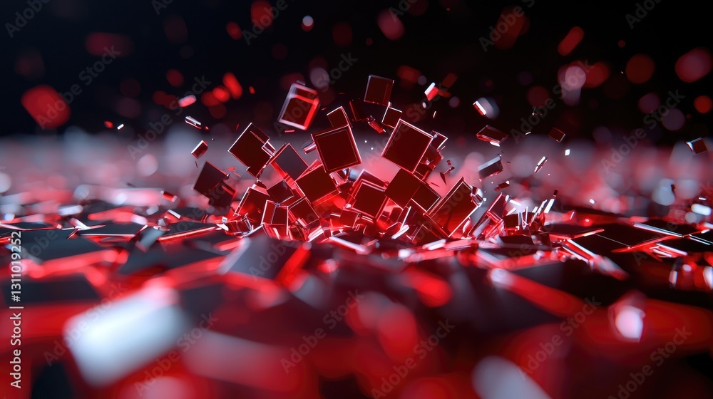 Aufkleber abstract dynamic red geometric shapes in motion for visual impact