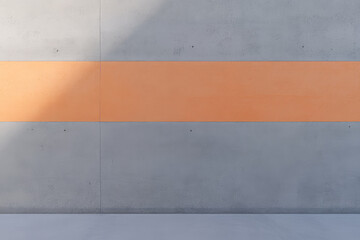 Fototapeta premium Concrete wall with orange stripe in modern interior design setting