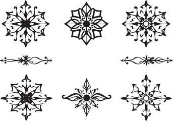  Set of decorative elements for flat design, ornaments, patterns. Hand drawn vector illustration