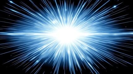 Energetic burst of blue light streaks across a dark expanse space