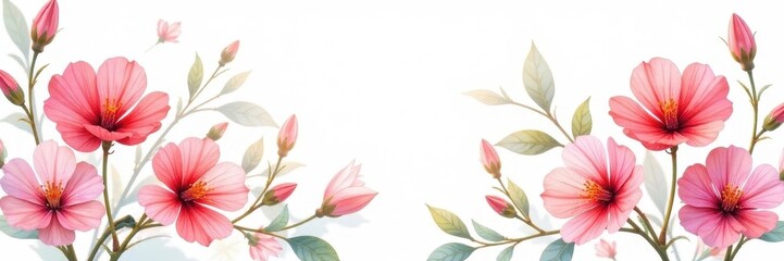 Delicate watercolor blooms, vibrant hues, isolated on white , craft, watercolor, background