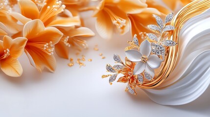 Elegant floral jewelry design indoor studio close-up photography artful arrangement luxury concept