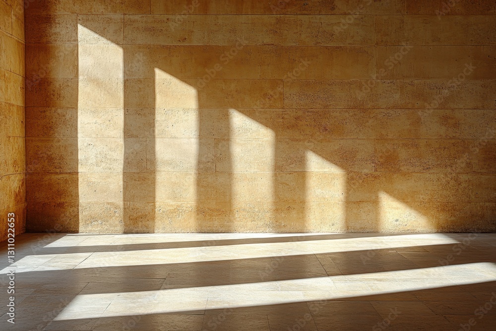 Poster dancing light and shadow: geometric interplay of light and shadow across a textured wall and floor, 