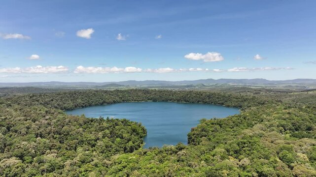 Aerial footage of Lake Barrine Queensland Australia