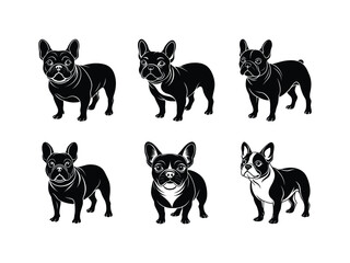 Fototapeta premium French bulldog silhouettes isolated on white background