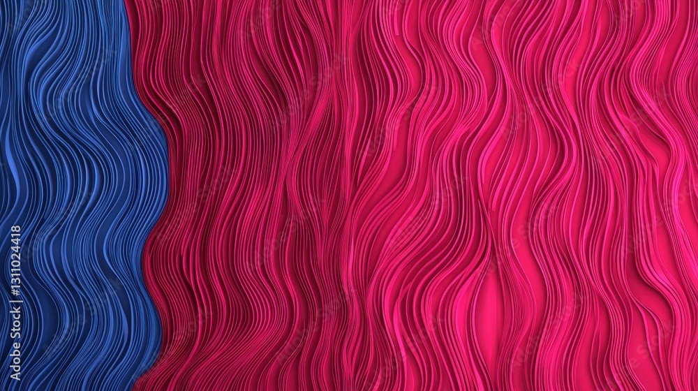 Poster abstract flowing waves of blue and red textures in dynamic pattern