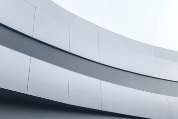 Curved metallic facade reflects the sky at a contemporary architectural structure