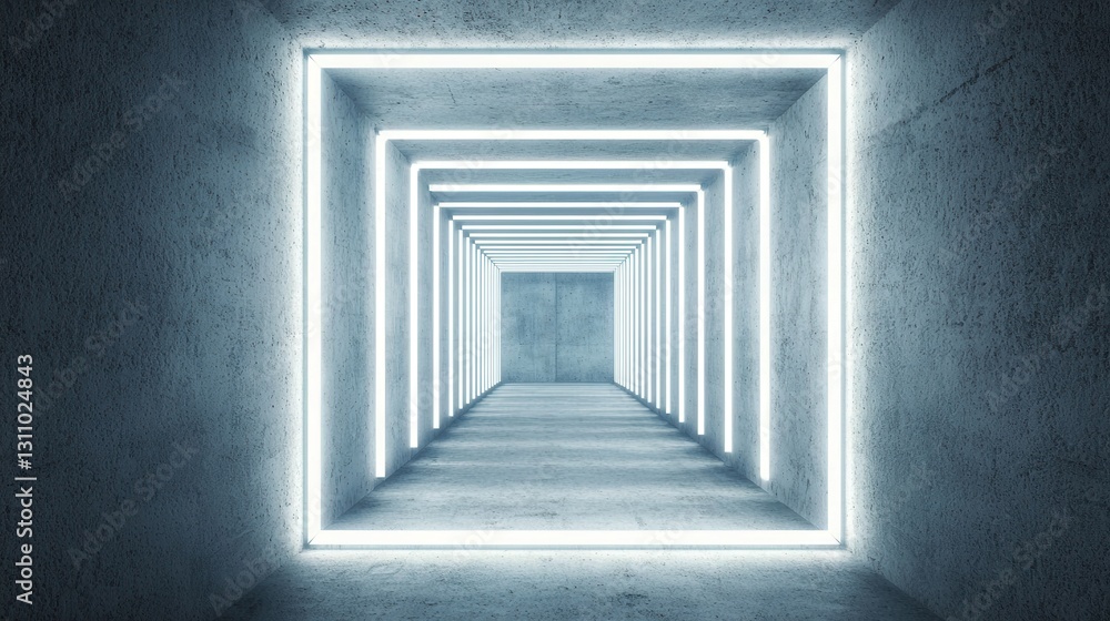 Aufkleber abstract tunnel design with neon lights in a modern setting