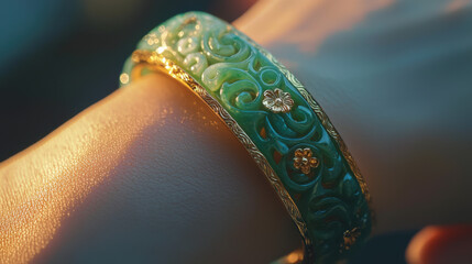 Jade Bracelet Gold Detail Luxury Jewelry - Luxury Goods