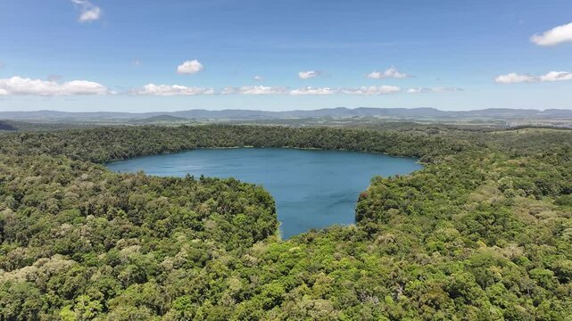 Aerial footage of Lake Barrine Queensland Australia