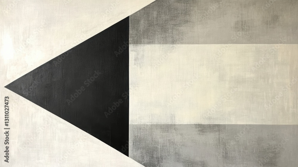 Poster geometric harmony: a striking minimalist artwork showcases a bold black triangle intersecting with a