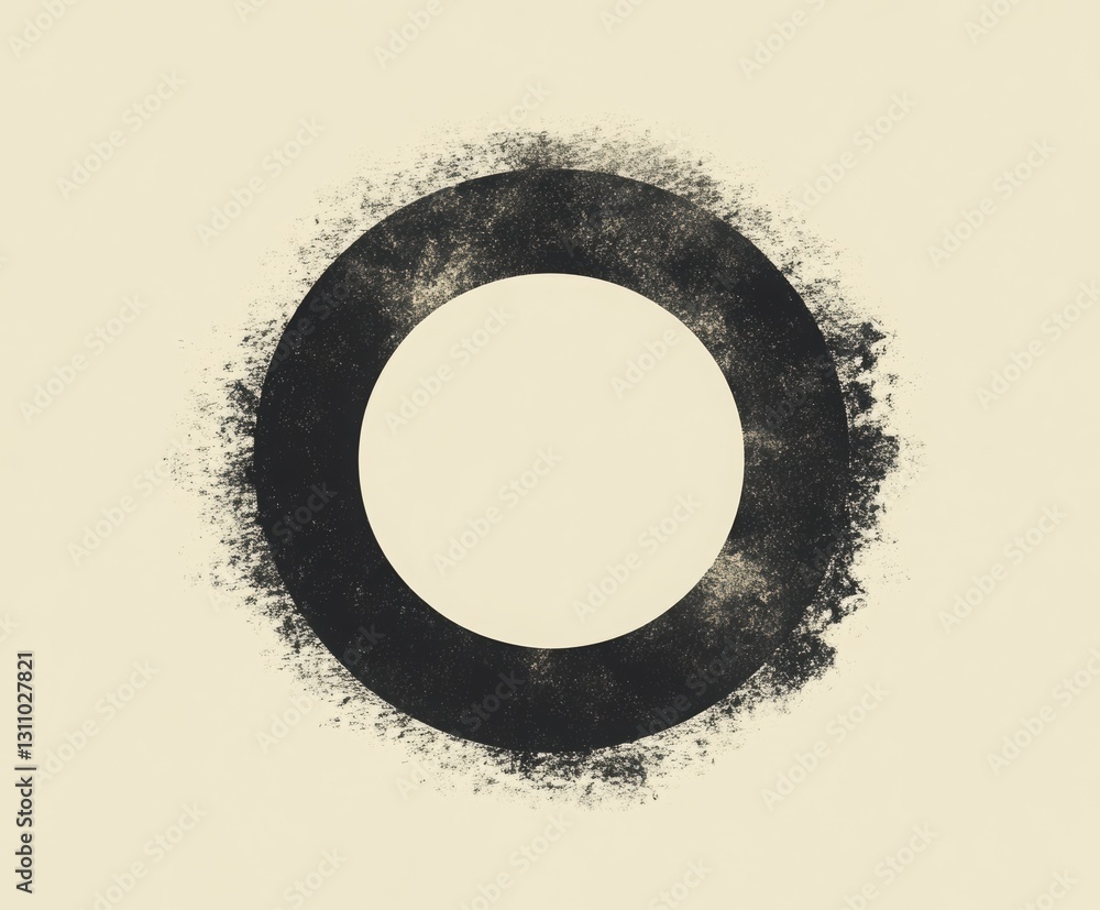 Poster abstract circle design: an artistic abstract design featuring a grunge-style black circle on a textu