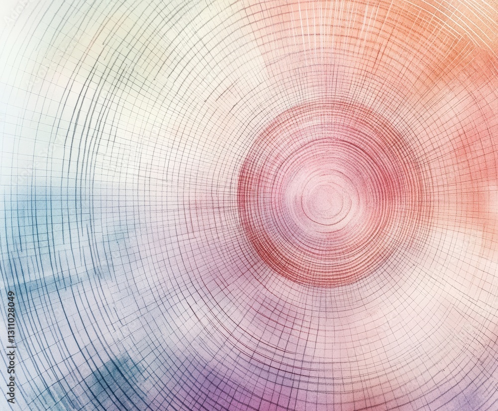 Poster circular swirls: a mesmerizing abstract design of concentric circles radiating outward, creating a s