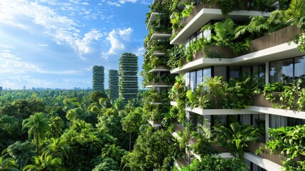 A modern building with a lush green exterior.