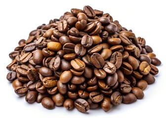 Fototapeta premium pile of coffee beans isolated on white background