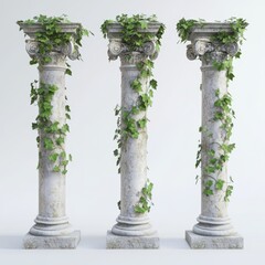 Naklejka premium Aged columns overgrown with ivy