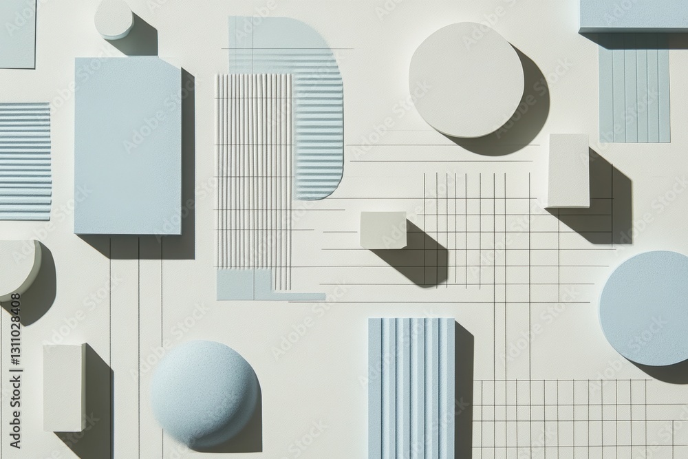 Poster geometric symphony: a contemporary abstract composition of various geometric shapes and forms in sof