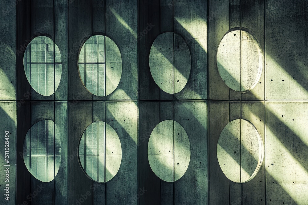 Poster concrete rhythm: an architectural photograph capturing the interplay of light and shadow across a mo