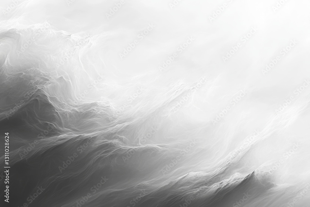 Poster cloudscape in monochrome: abstract, ethereal clouds creating a dramatic and textured monochromatic s