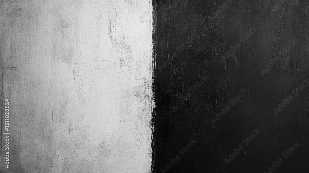 Poster contrasting canvas: a striking abstract composition, defined by a stark division between black and g