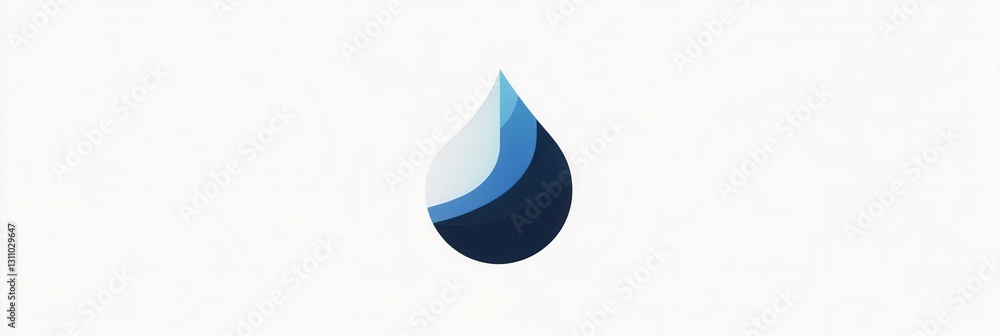 Poster minimalist water drop logo showcasing clean branding with cool blue tones and clear reflection appea