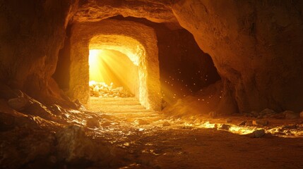 Sunlit Passage: A captivating view of a light-filled tunnel, creating a sense of mystery and adventure, perfect for evoking a sense of exploration and discovery. 