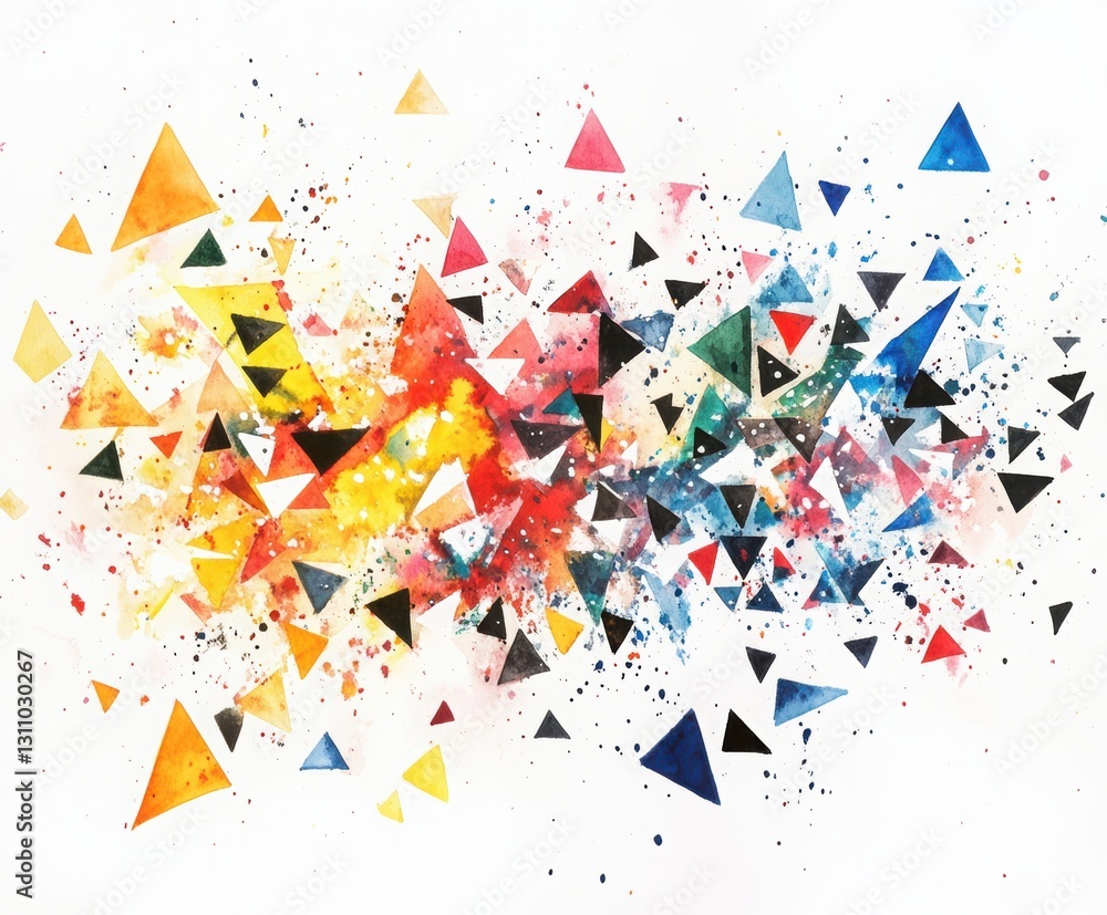 Aufkleber abstract explosion: a vibrant explosion of colorful geometric shapes bursting forth, offering a dyna