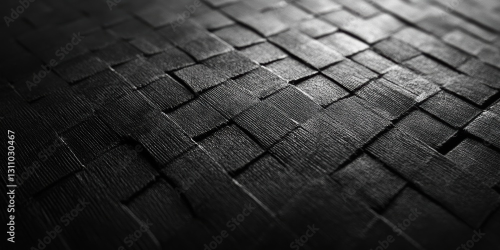 Poster textured darkness: a close-up shot of a woven surface in varying shades of black and gray, creating 