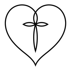 Sacred Heart with Cross Symbol Love faith, heart logo tattoo