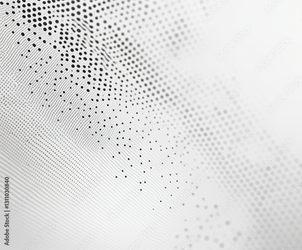 Poster abstract wave of dots and lines: a minimalist digital art piece showcasing a captivating wave patter