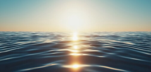 Fototapeta premium Fractured sunlight on a lake, with ripples and a sky, shattering a summer abstract reflection moment