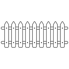 Classic White Picket Fence Simple Garden Border in Outline