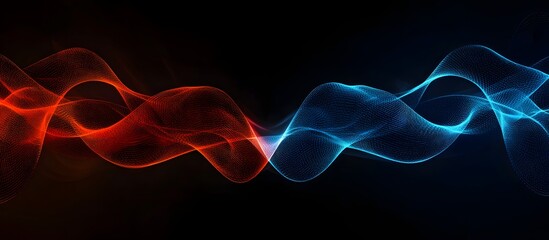 Fototapeta premium Red and Blue Abstract Waves on Black Background